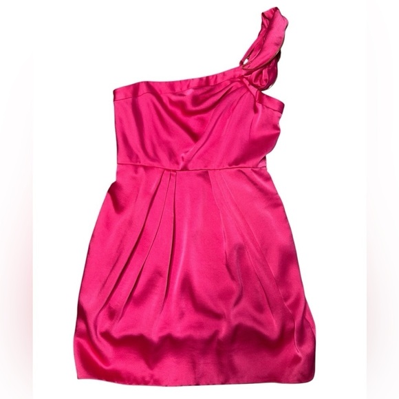 BCBGMaxAzria One Shoulder Barbie Pink Prom Mini Dress New with Rags NWT - Picture 1 of 10